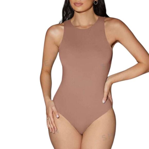 SHEIN BACK TO BASICS TAN BODYSUIT SZ.S NWT - Picture 1 of 11
